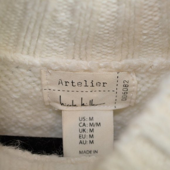 Artelier Nicole Miller Med Mock Neck Fair Isle Ribbed Knit Sweater Pullo… - Picture 10 of 11